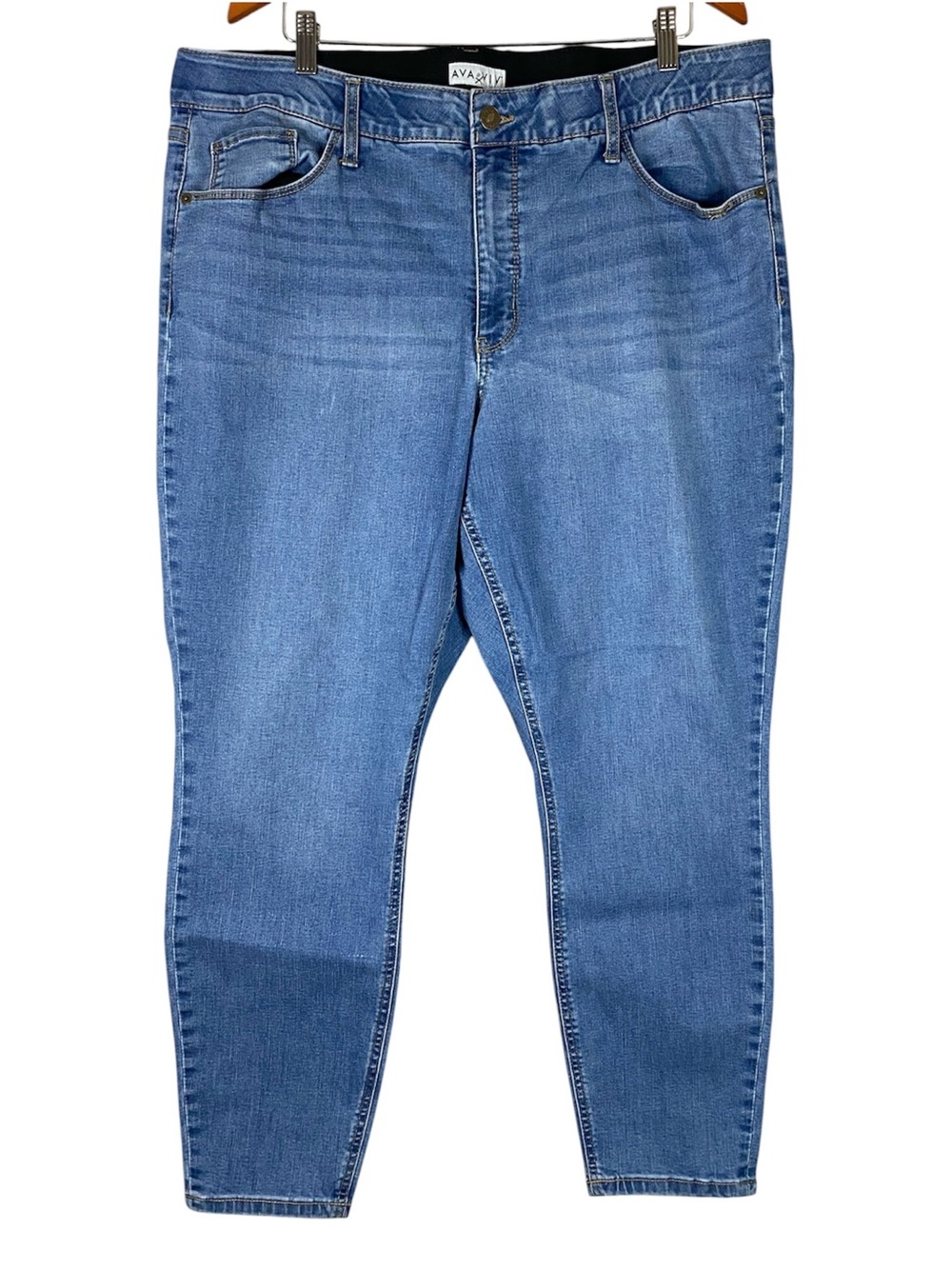 Ava & Viv Women’s High-Rise Skinny Jeans Medium Wash Blue Denim Size 20W